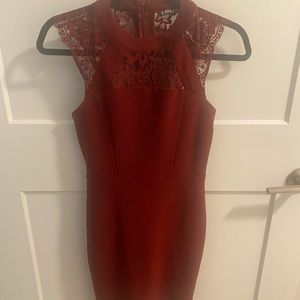 Maroon Express Dress with Lace Cut Outs